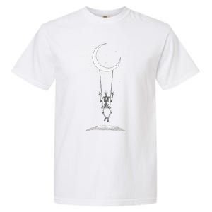 Skeleton Moon Swing Rock On Band Tees Rock And Roll Graphic Garment-Dyed Heavyweight T-Shirt