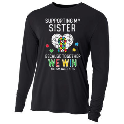 Supporting My Sister Together We Win Autism Awareness Puzzle Cooling Performance Long Sleeve Crew