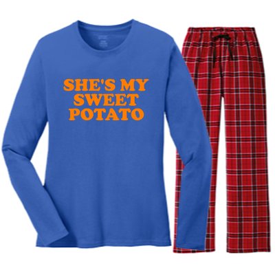 Shes My Sweet Potato Gift Funny Couple Gift Women's Long Sleeve Flannel Pajama Set 