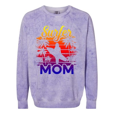 Surfer Mom Surf Beach Surfing Lovers Paddle Boarding Great Gift Colorblast Crewneck Sweatshirt