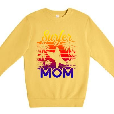 Surfer Mom Surf Beach Surfing Lovers Paddle Boarding Great Gift Premium Crewneck Sweatshirt