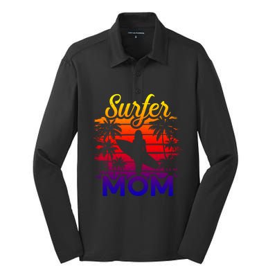 Surfer Mom Surf Beach Surfing Lovers Paddle Boarding Great Gift Silk Touch Performance Long Sleeve Polo