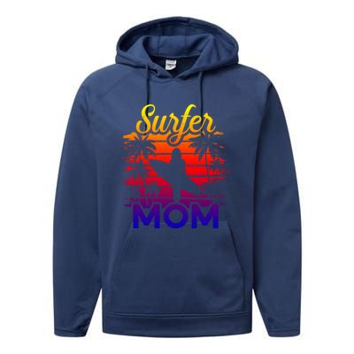 Surfer Mom Surf Beach Surfing Lovers Paddle Boarding Great Gift Performance Fleece Hoodie