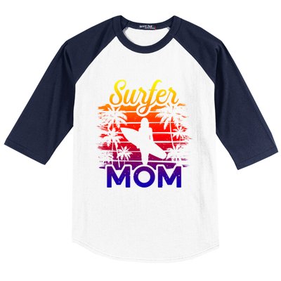 Surfer Mom Surf Beach Surfing Lovers Paddle Boarding Great Gift Baseball Sleeve Shirt