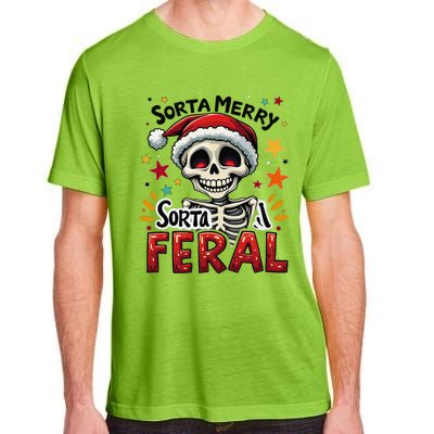 Sorta Merry Sorta Scary Funny Christmas Skeleton Adult ChromaSoft Performance T-Shirt