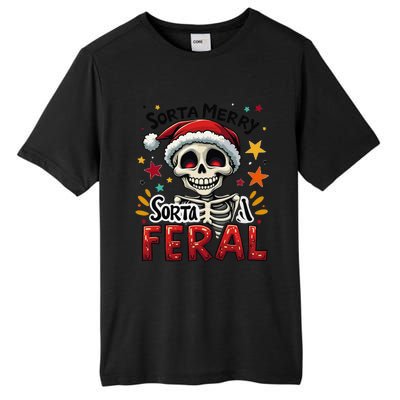 Sorta Merry Sorta Scary Funny Christmas Skeleton Tall Fusion ChromaSoft Performance T-Shirt