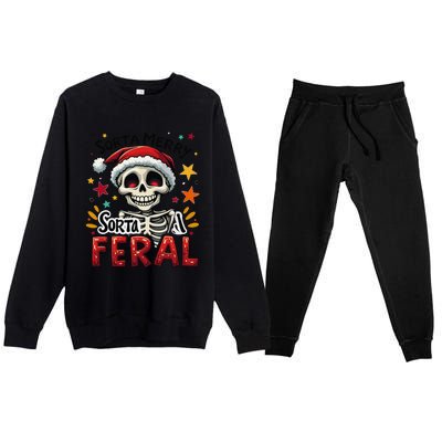 Sorta Merry Sorta Scary Funny Christmas Skeleton Premium Crewneck Sweatsuit Set