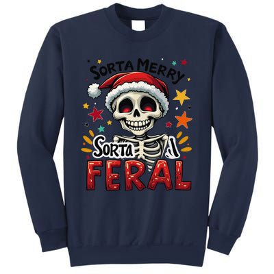 Sorta Merry Sorta Scary Funny Christmas Skeleton Sweatshirt