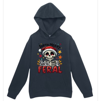 Sorta Merry Sorta Scary Funny Christmas Skeleton Urban Pullover Hoodie