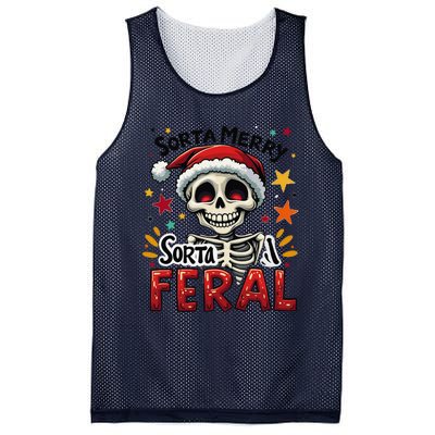 Sorta Merry Sorta Scary Funny Christmas Skeleton Mesh Reversible Basketball Jersey Tank