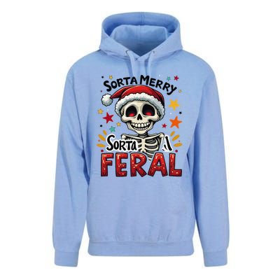 Sorta Merry Sorta Scary Funny Christmas Skeleton Unisex Surf Hoodie