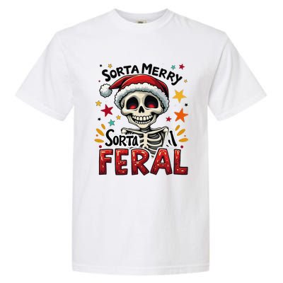 Sorta Merry Sorta Scary Funny Christmas Skeleton Garment-Dyed Heavyweight T-Shirt