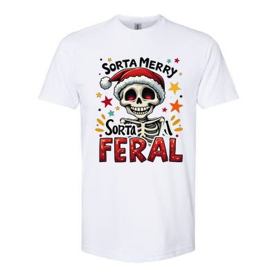 Sorta Merry Sorta Scary Funny Christmas Skeleton Softstyle CVC T-Shirt