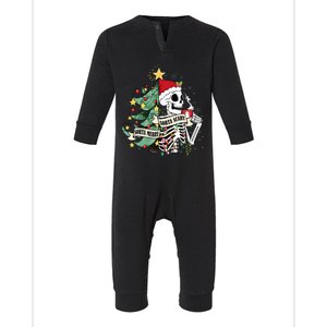 Sorta Merry Sorta Scary Skeleton Snow Christmas Xmas Pajamas Infant Fleece One Piece