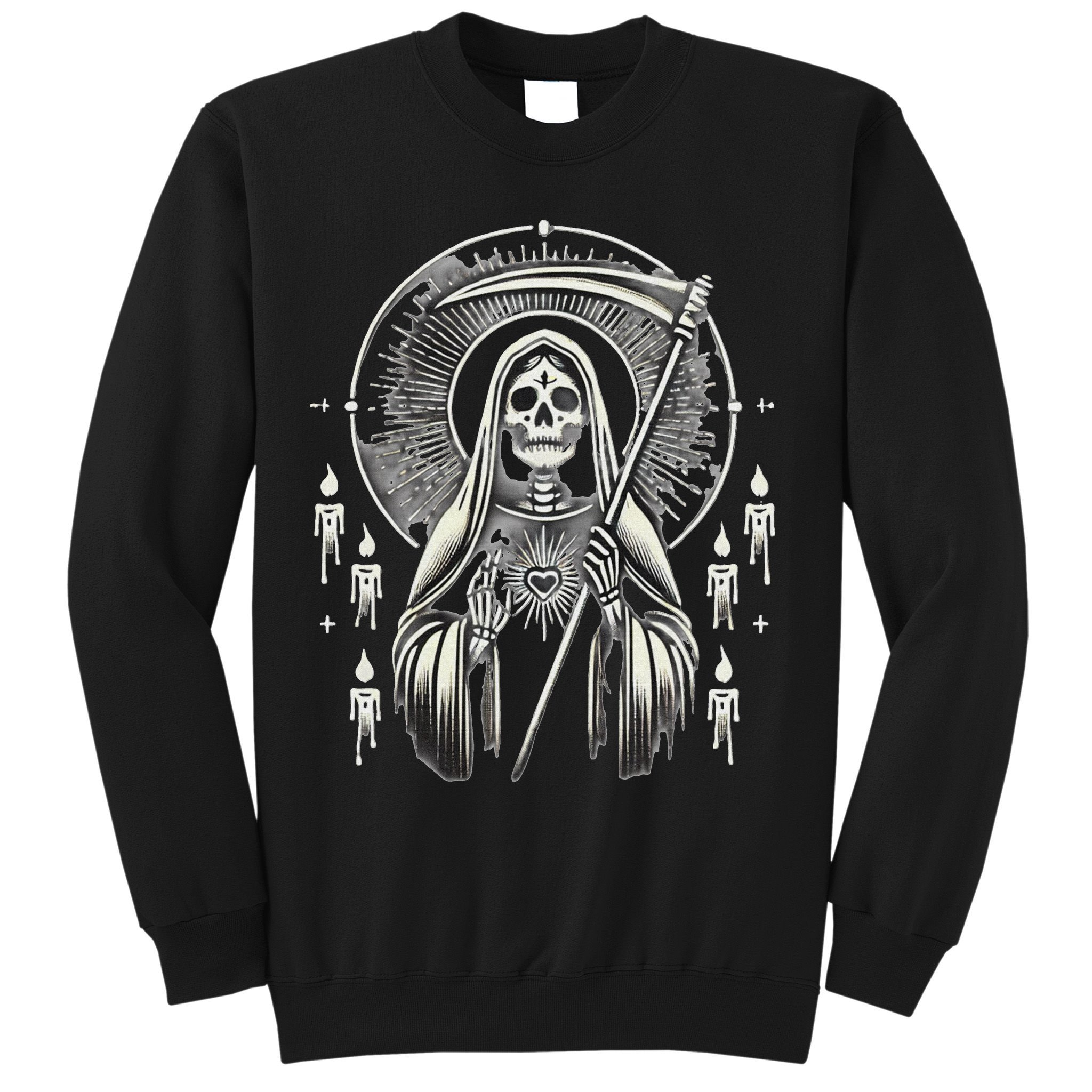 Santa Muerte Sacred Art – Mystical Skeleton With Scythe Sweatshirt