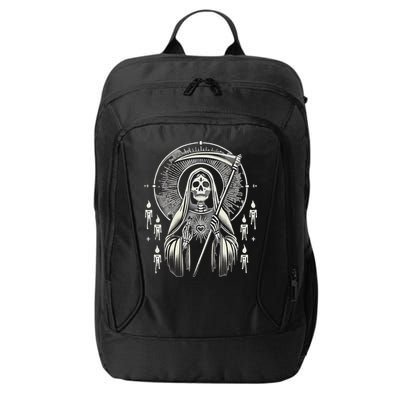 Santa Muerte Sacred Art – Mystical Skeleton With Scythe City Backpack