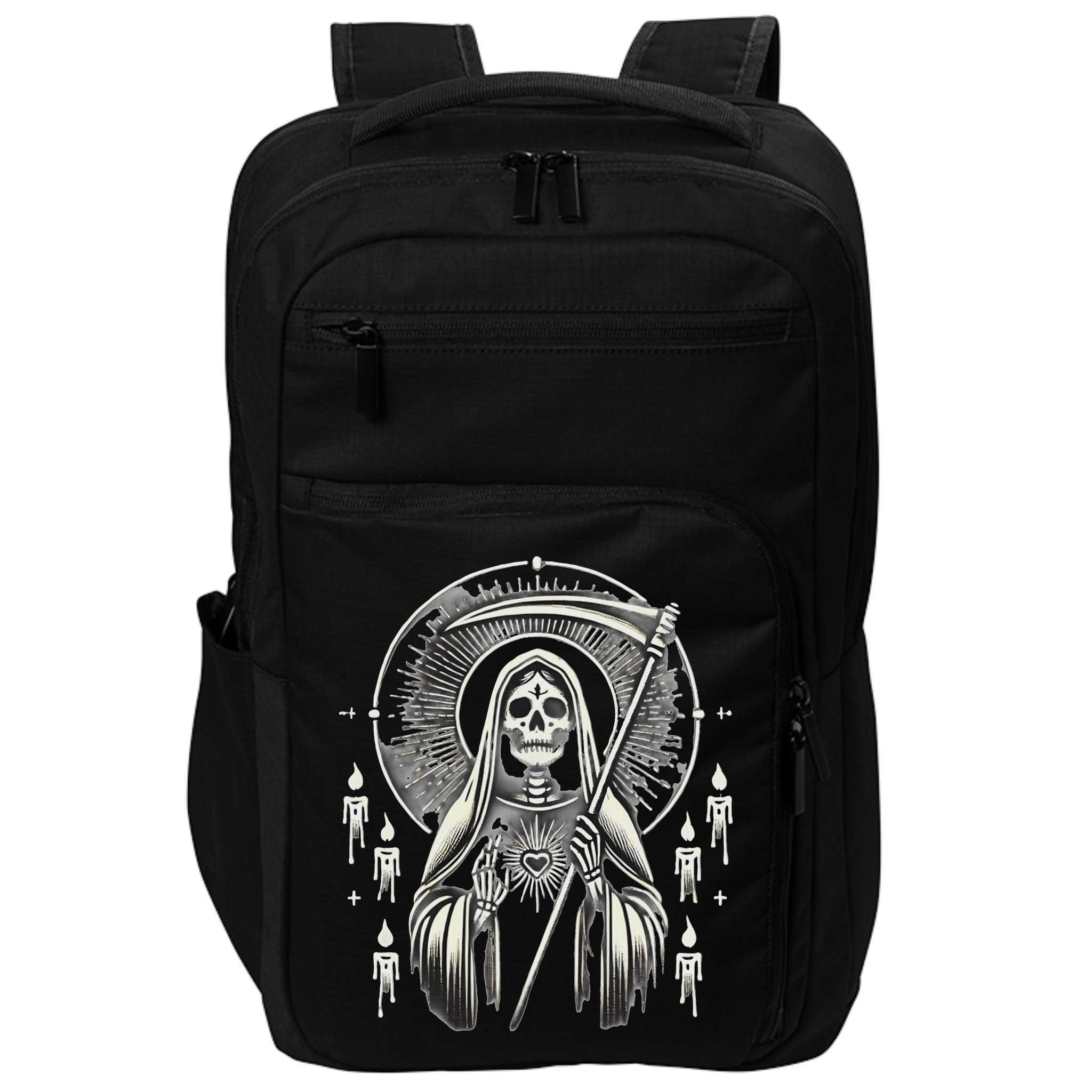 Santa Muerte Sacred Art – Mystical Skeleton With Scythe Impact Tech Backpack