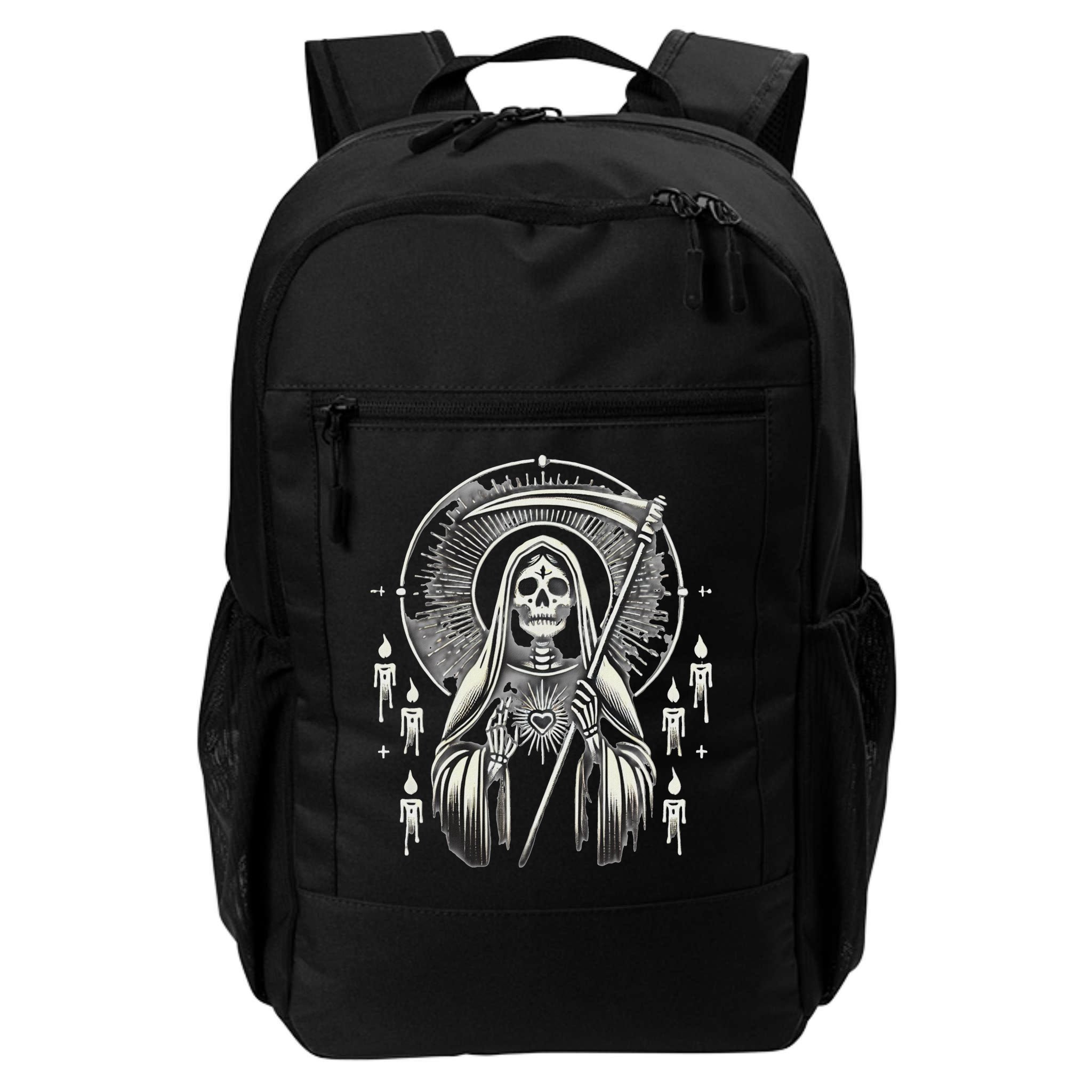 Santa Muerte Sacred Art – Mystical Skeleton With Scythe Backpack