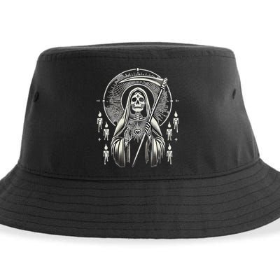 Santa Muerte Sacred Art – Mystical Skeleton With Scythe Sustainable Bucket Hat
