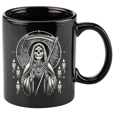 Santa Muerte Sacred Art – Mystical Skeleton With Scythe 11oz C Handle Ceramic Mug