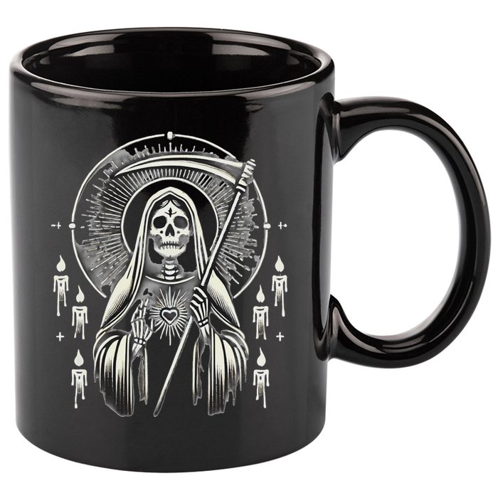 Santa Muerte Sacred Art – Mystical Skeleton With Scythe 11oz C Handle Ceramic Mug