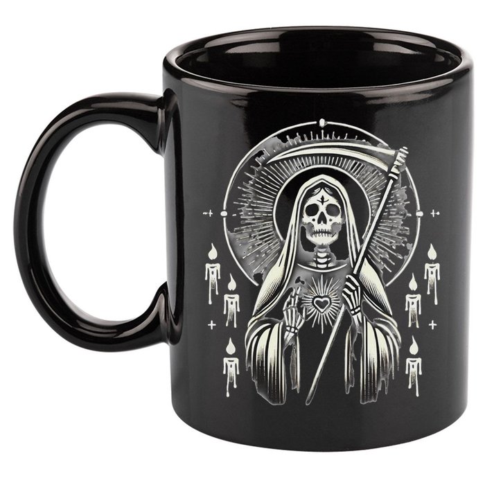 Santa Muerte Sacred Art – Mystical Skeleton With Scythe 11oz C Handle Ceramic Mug