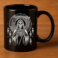 Santa Muerte Sacred Art – Mystical Skeleton With Scythe 11oz C Handle Ceramic Mug