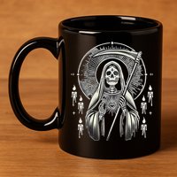 Santa Muerte Sacred Art – Mystical Skeleton With Scythe 11oz C Handle Ceramic Mug