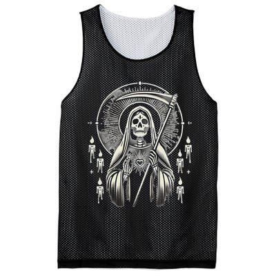 Santa Muerte Sacred Art – Mystical Skeleton With Scythe Mesh Reversible Basketball Jersey Tank