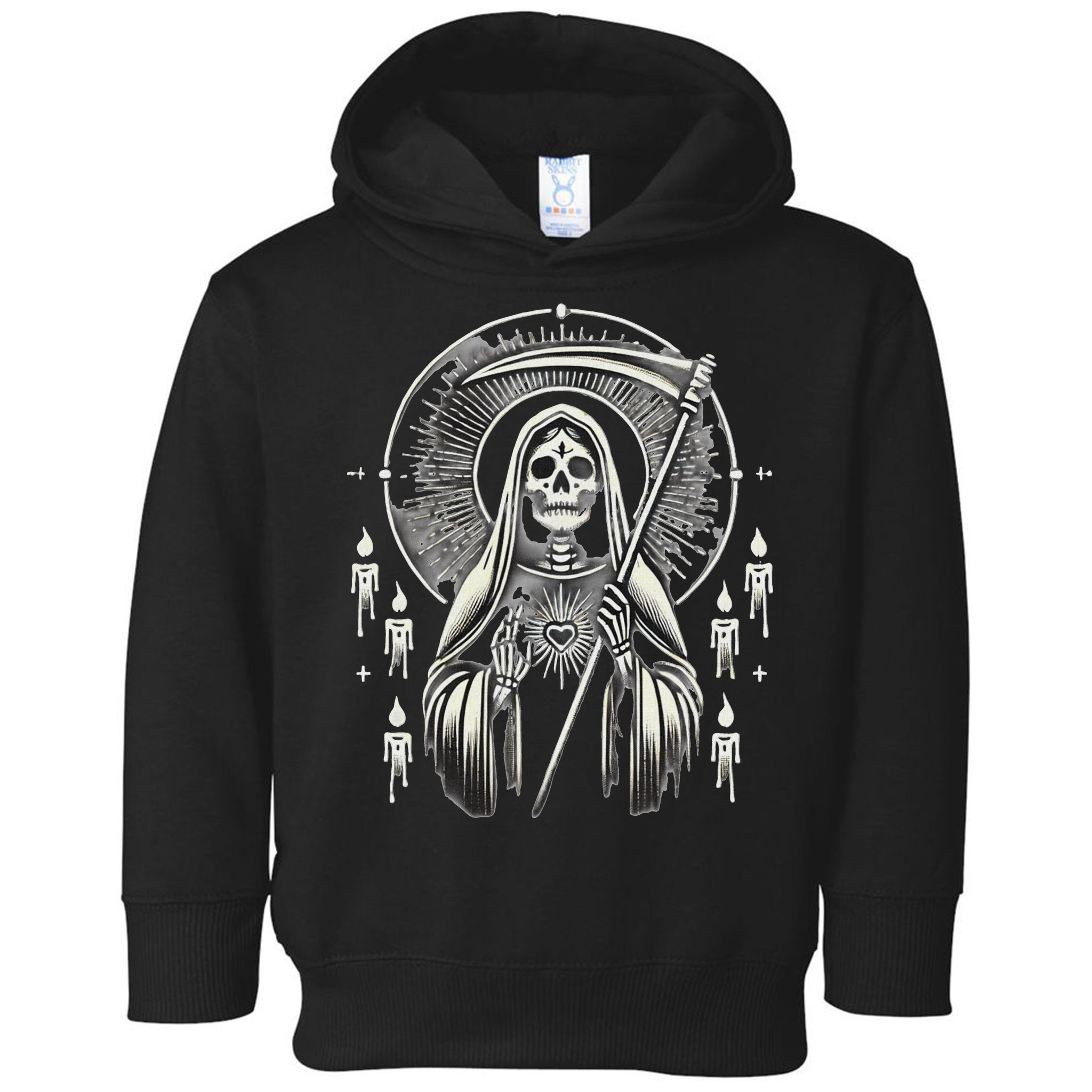 Santa Muerte Sacred Art – Mystical Skeleton With Scythe Toddler Hoodie