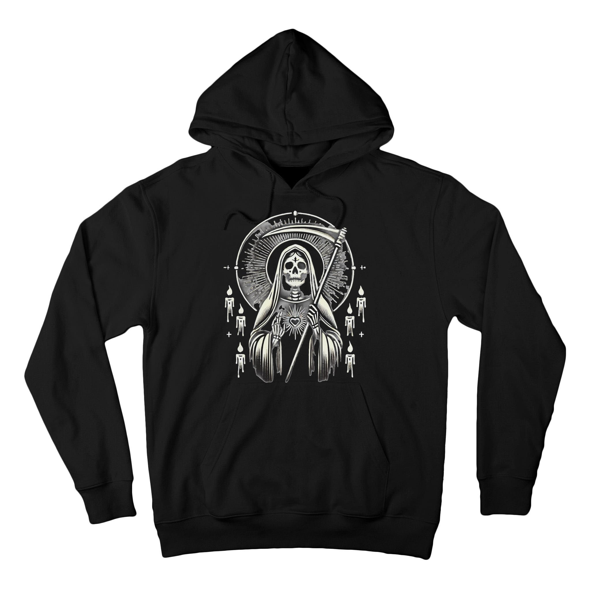 Santa Muerte Sacred Art – Mystical Skeleton With Scythe Tall Hoodie