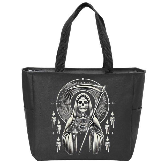 Santa Muerte Sacred Art – Mystical Skeleton With Scythe Zip Tote Bag