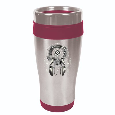 Santa Muerte Sacred Art – Mystical Skeleton With Scythe 16oz Travel Tumbler