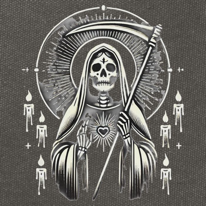 Santa Muerte Sacred Art – Mystical Skeleton With Scythe Cotton Canvas Backpack
