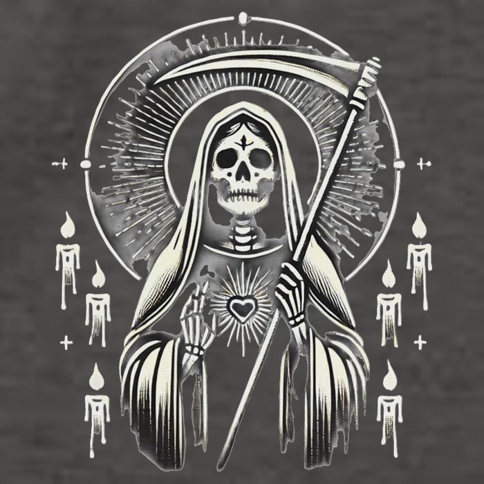 Santa Muerte Sacred Art – Mystical Skeleton With Scythe Vector Backpack