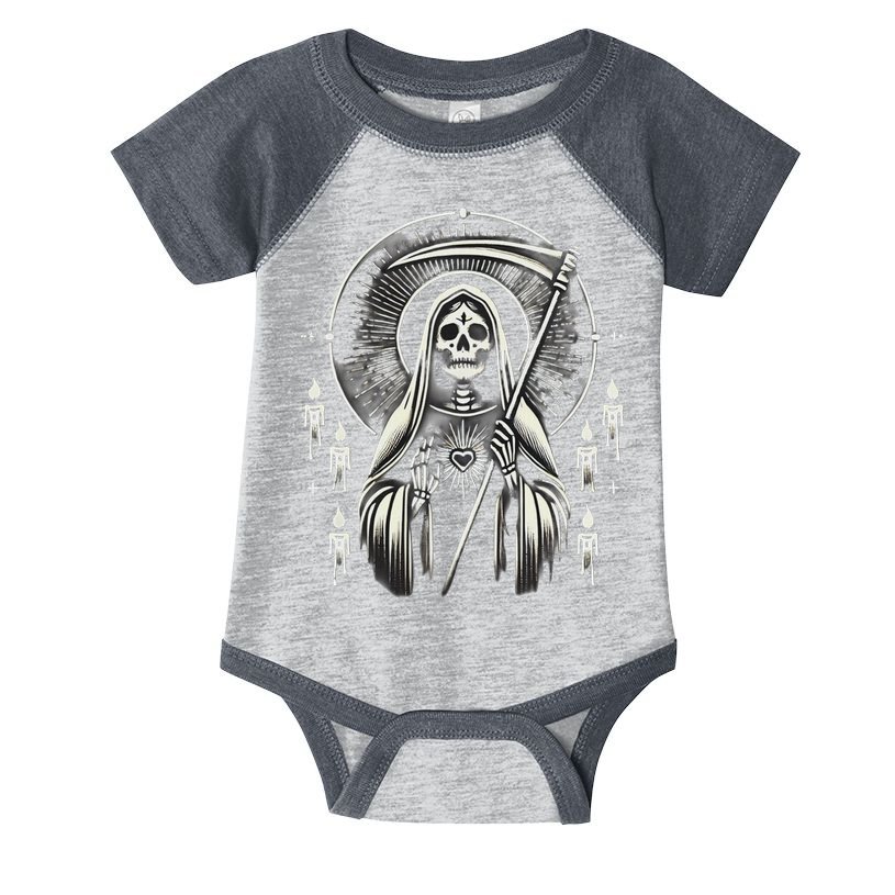 Santa Muerte Sacred Art – Mystical Skeleton With Scythe Infant Baby Jersey Bodysuit
