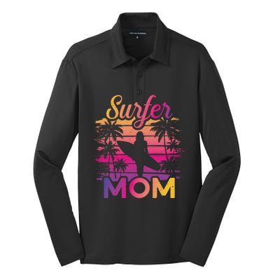 Surfer Mom Surf Beach Surfing Lovers Paddle Boarding Meaningful Gift Silk Touch Performance Long Sleeve Polo