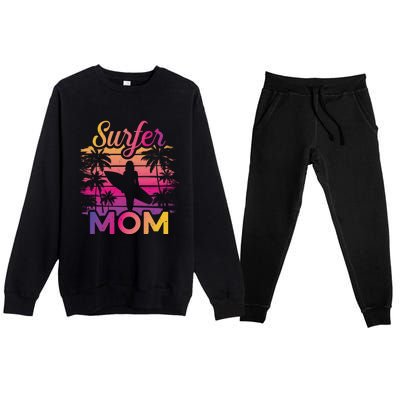 Surfer Mom Surf Beach Surfing Lovers Paddle Boarding Meaningful Gift Premium Crewneck Sweatsuit Set