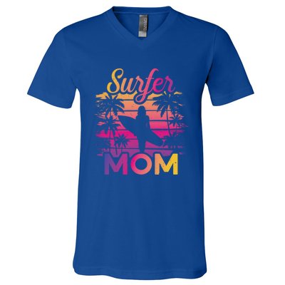 Surfer Mom Surf Beach Surfing Lovers Paddle Boarding Meaningful Gift V-Neck T-Shirt