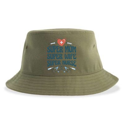 Super Mom Super Wife Super Nurse Gift Sustainable Bucket Hat