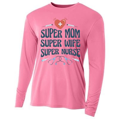 Super Mom Super Wife Super Nurse Gift Cooling Performance Long Sleeve Crew