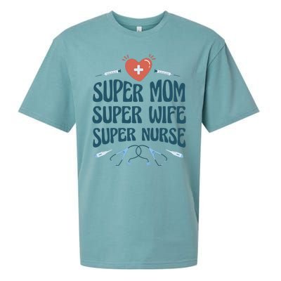 Super Mom Super Wife Super Nurse Gift Sueded Cloud Jersey T-Shirt