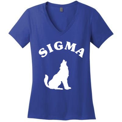 Sigma Male Simple Sigma Lone Wolf Lover Gift Women's V-Neck T-Shirt