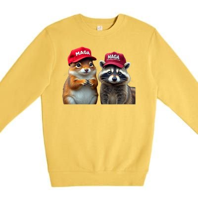 Social Media Star Peanut Squirrel And Fred Raccoon Maga Premium Crewneck Sweatshirt