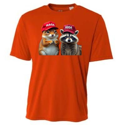 Social Media Star Peanut Squirrel And Fred Raccoon Maga Cooling Performance Crew T-Shirt