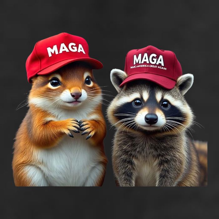 Social Media Star Peanut Squirrel And Fred Raccoon Maga 7 Panel Mesh Trucker Snapback Hat