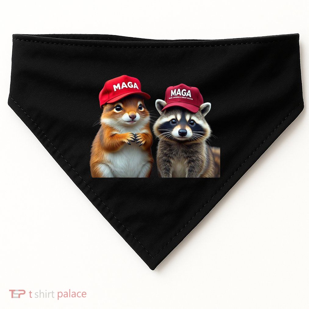 Social Media Star Peanut Squirrel And Fred Raccoon Maga USA-Made Doggie Bandana