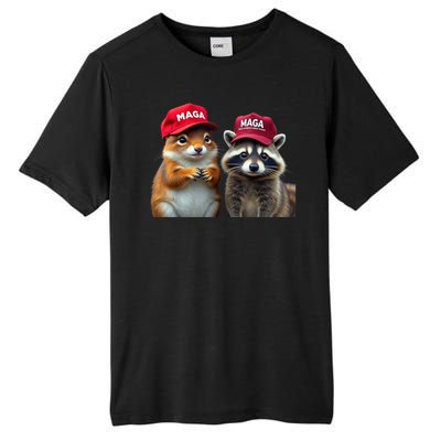 Social Media Star Peanut Squirrel And Fred Raccoon Maga Tall Fusion ChromaSoft Performance T-Shirt