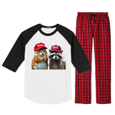 Social Media Star Peanut Squirrel And Fred Raccoon Maga Raglan Sleeve Pajama Set