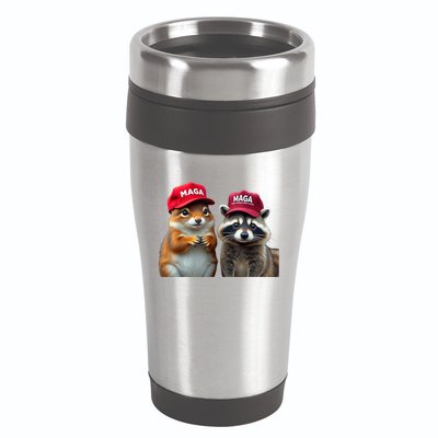 Social Media Star Peanut Squirrel And Fred Raccoon Maga 16oz Travel Tumbler